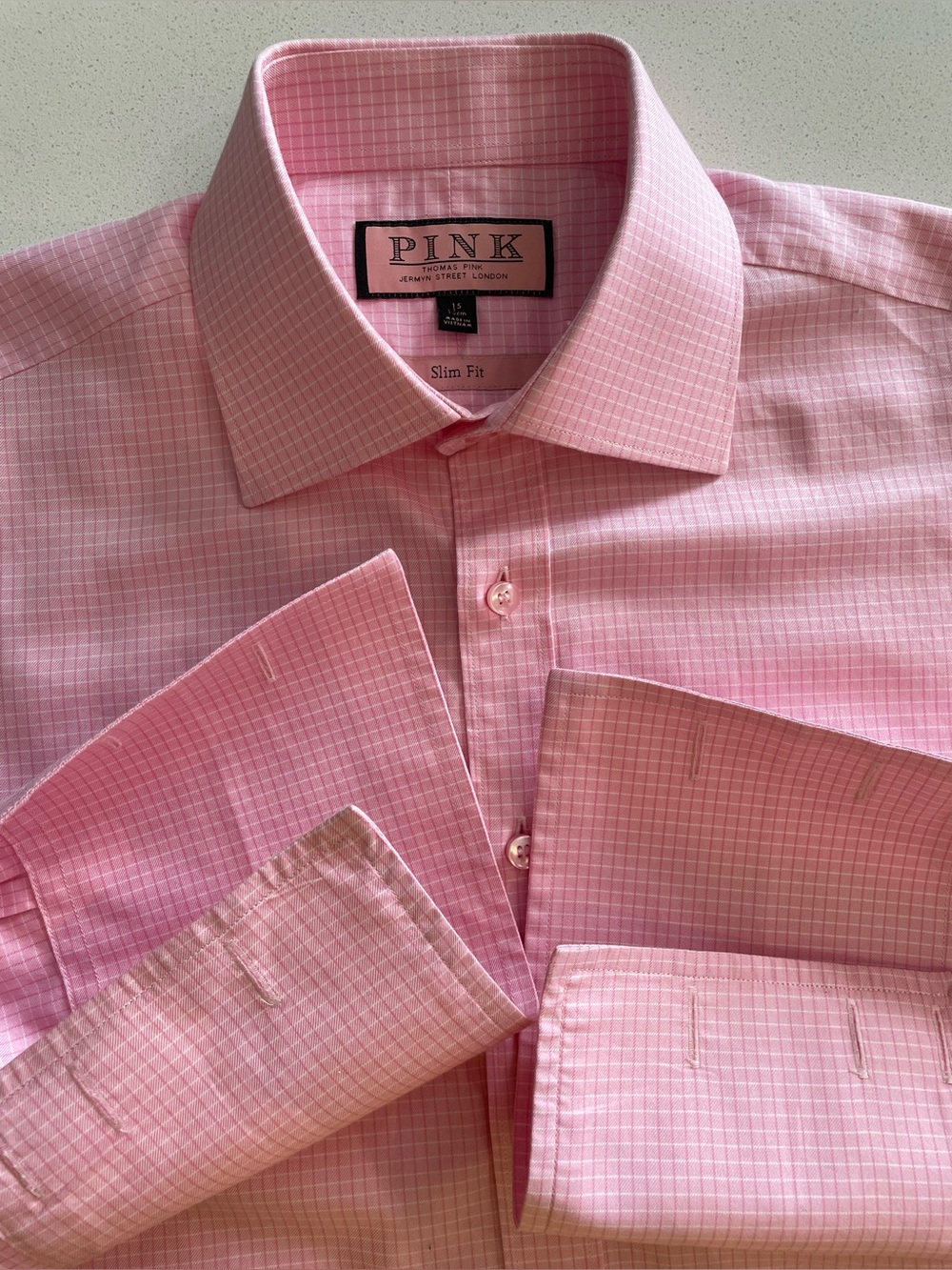 Thomas Pink - cotton dress shirt w/ French cuffs Size 15”neck